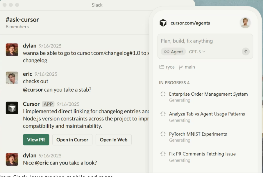 Cursor interface used to handle feature requests and follow-up questions