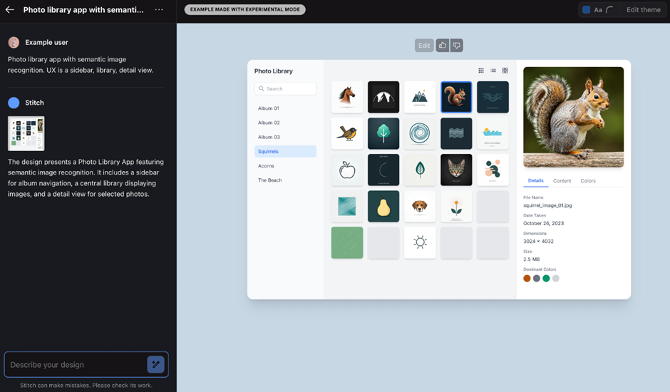 Stitch's customization options and interface - Google Stitch review