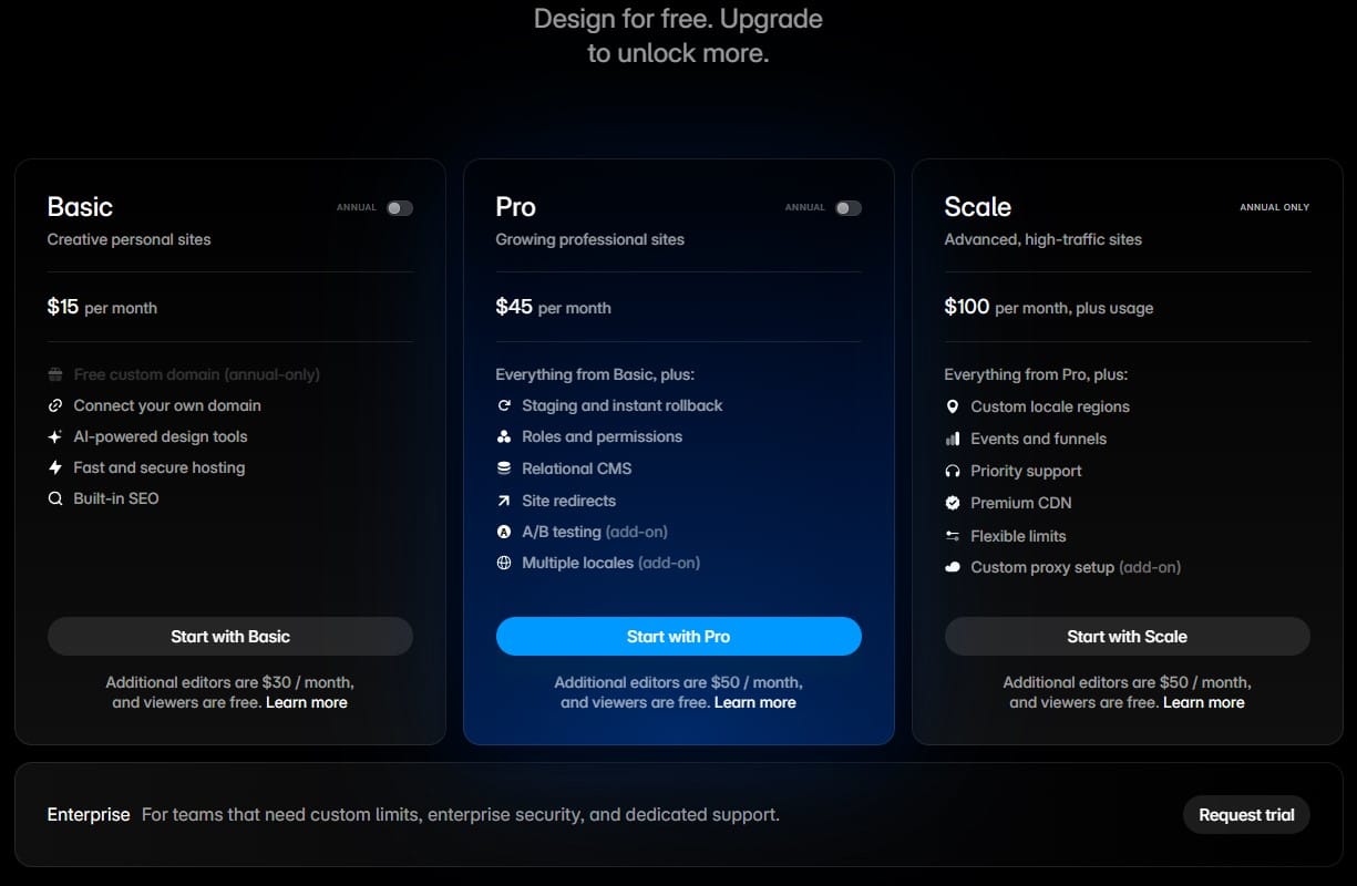 Framer pricing