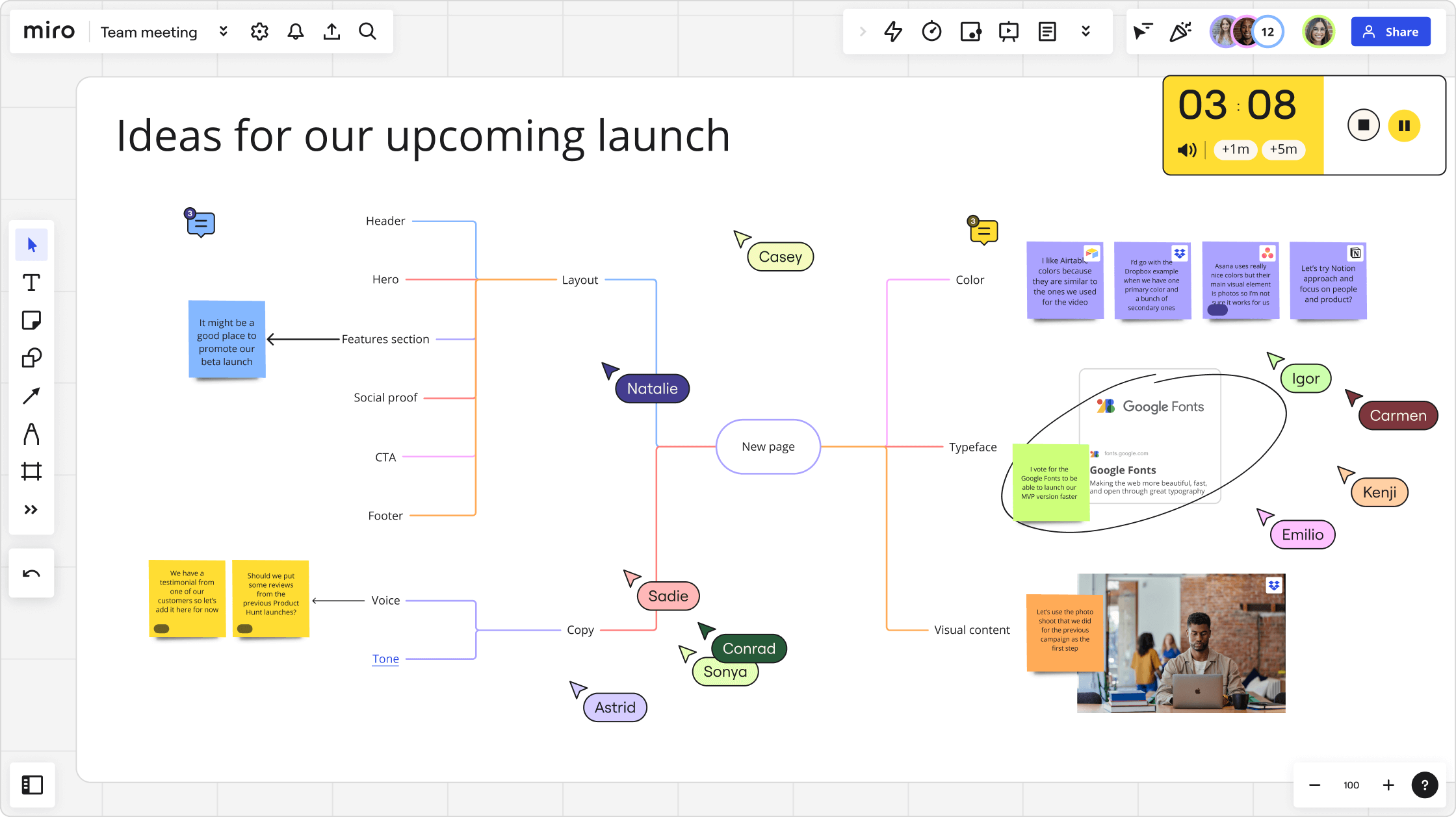 Miro meeting and presentation app with wireframing tools