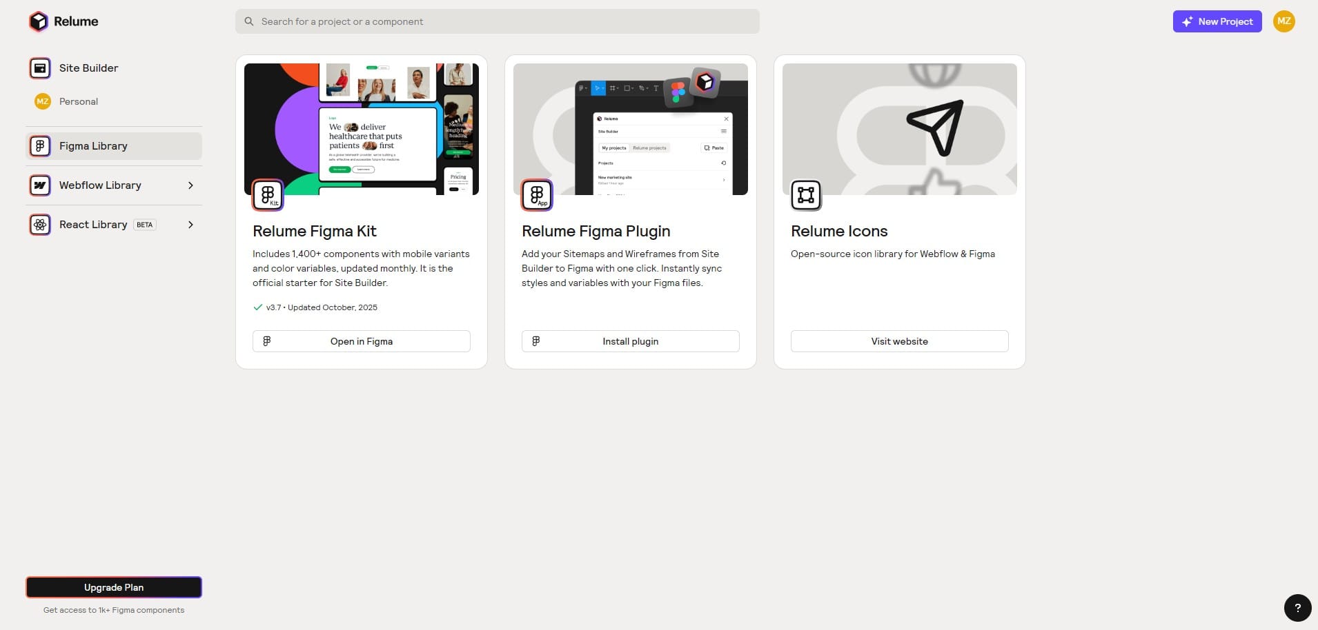 Relume Figma library. This tool can be used by small teams for average Webflow projects