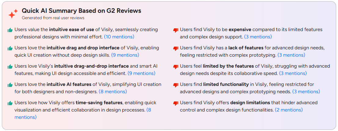 Visily pros and cons based on real user reviews