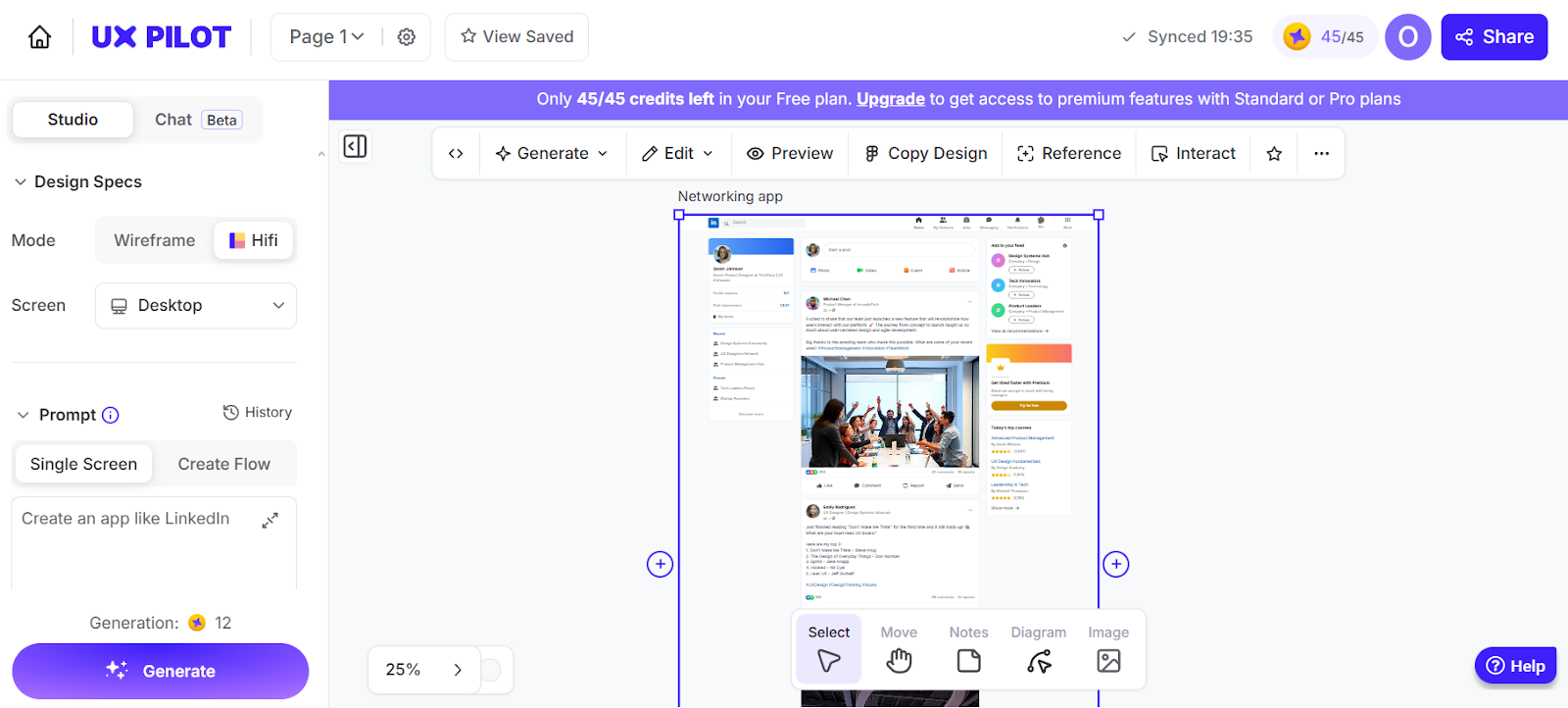 UX Pilot AI makes interactive prototypes with multiple screens and logic
