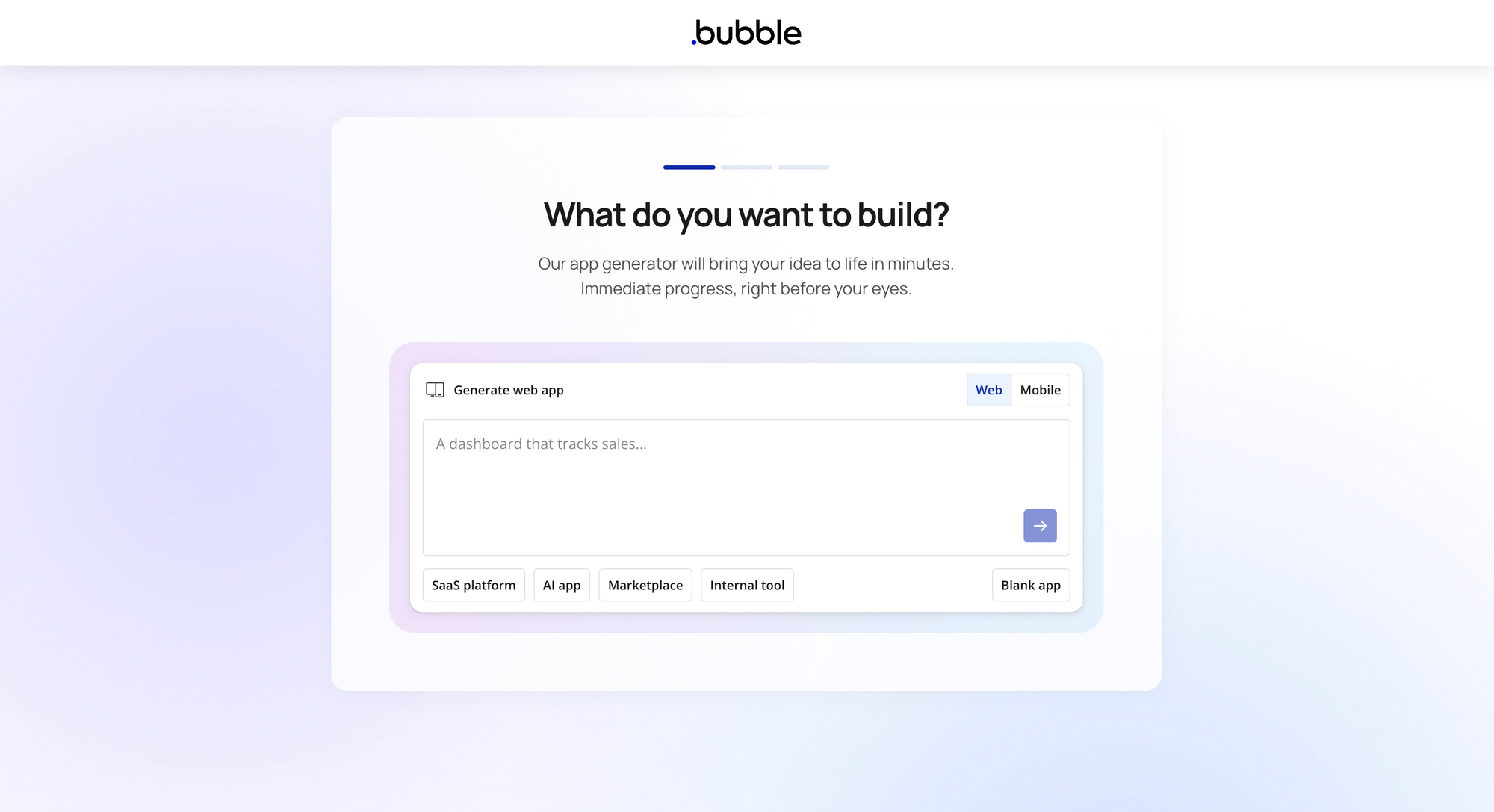 Bubble no-code visual builder showing workflow logic and responsive app design for internal apps