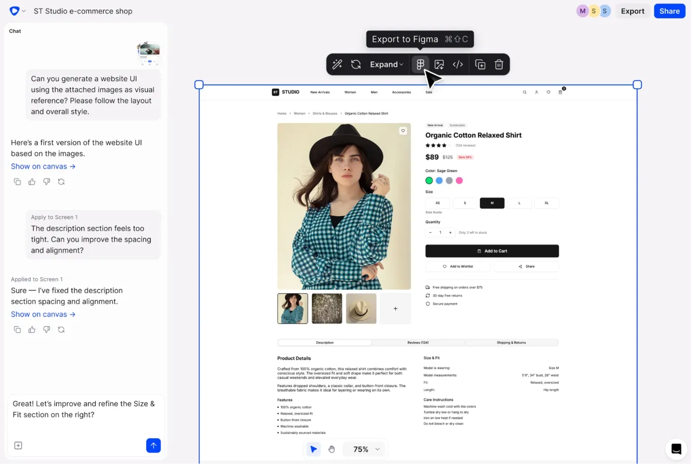 Flowstep - efficient vibe design tool that produces a combination of static designs and clickable screens