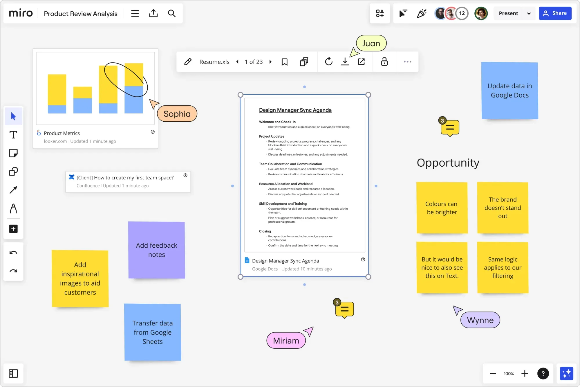 Miro AI Wireframe showing wireframe generation inside Miro whiteboard with team collaboration features