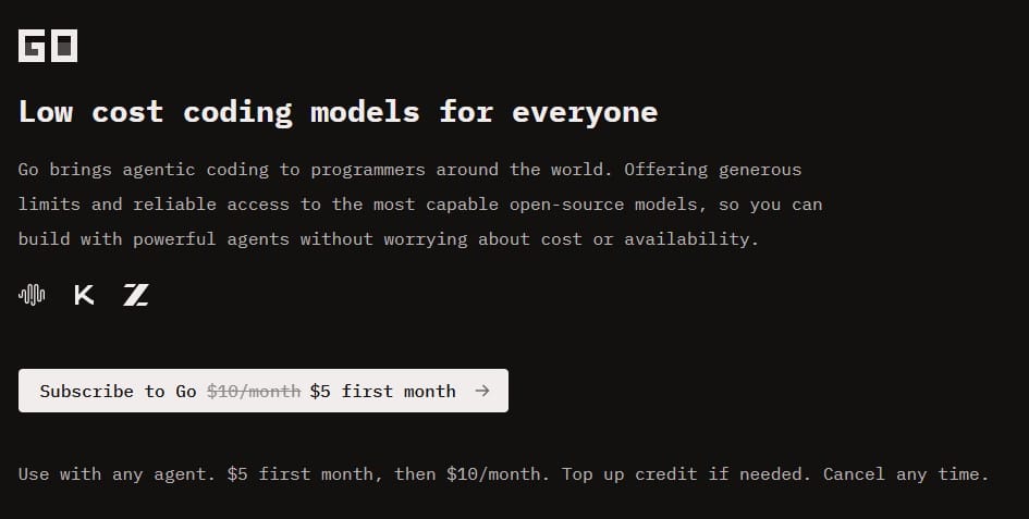 OpenCode Go pricing