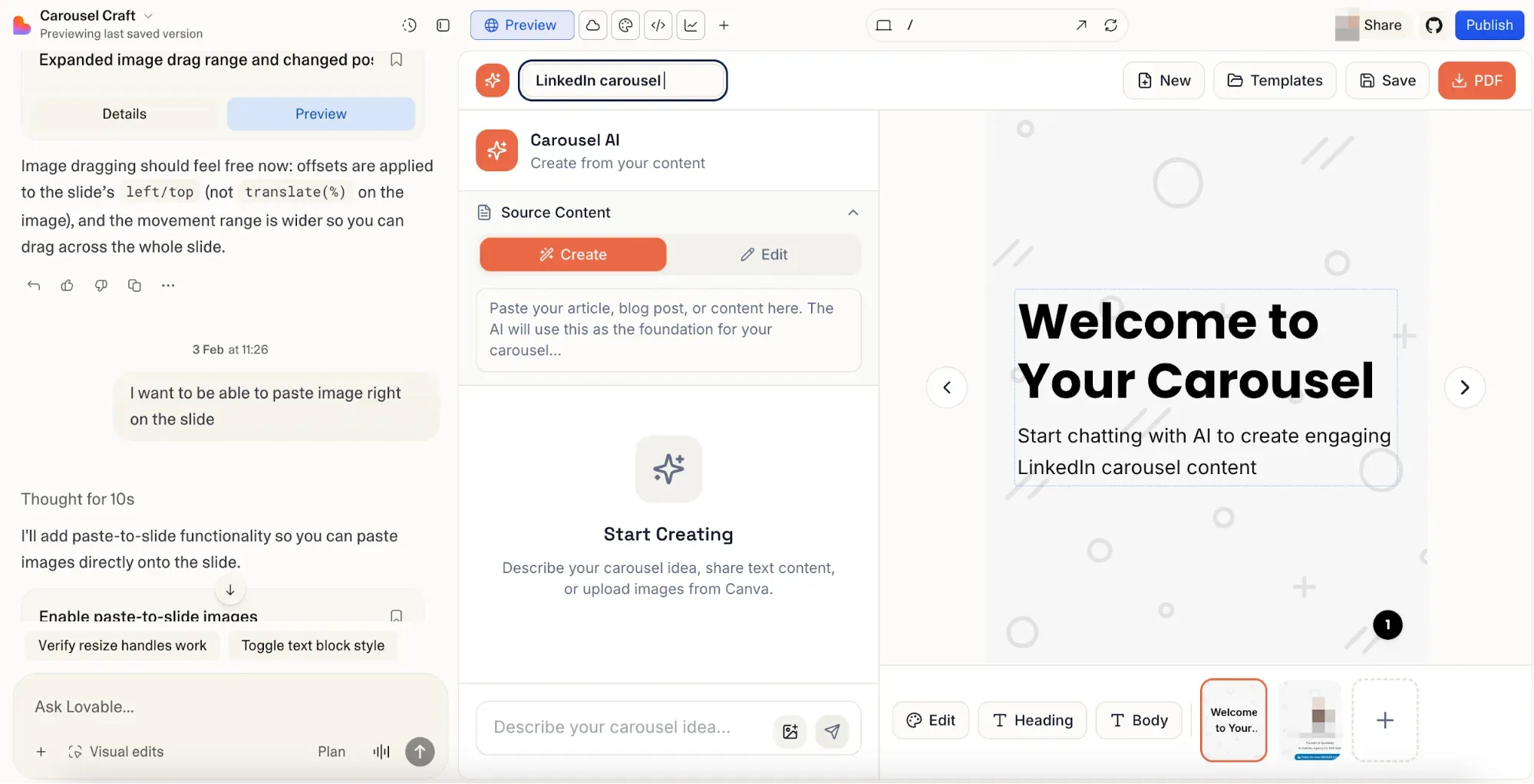 Lovable can help you rewrite content or design whole apps