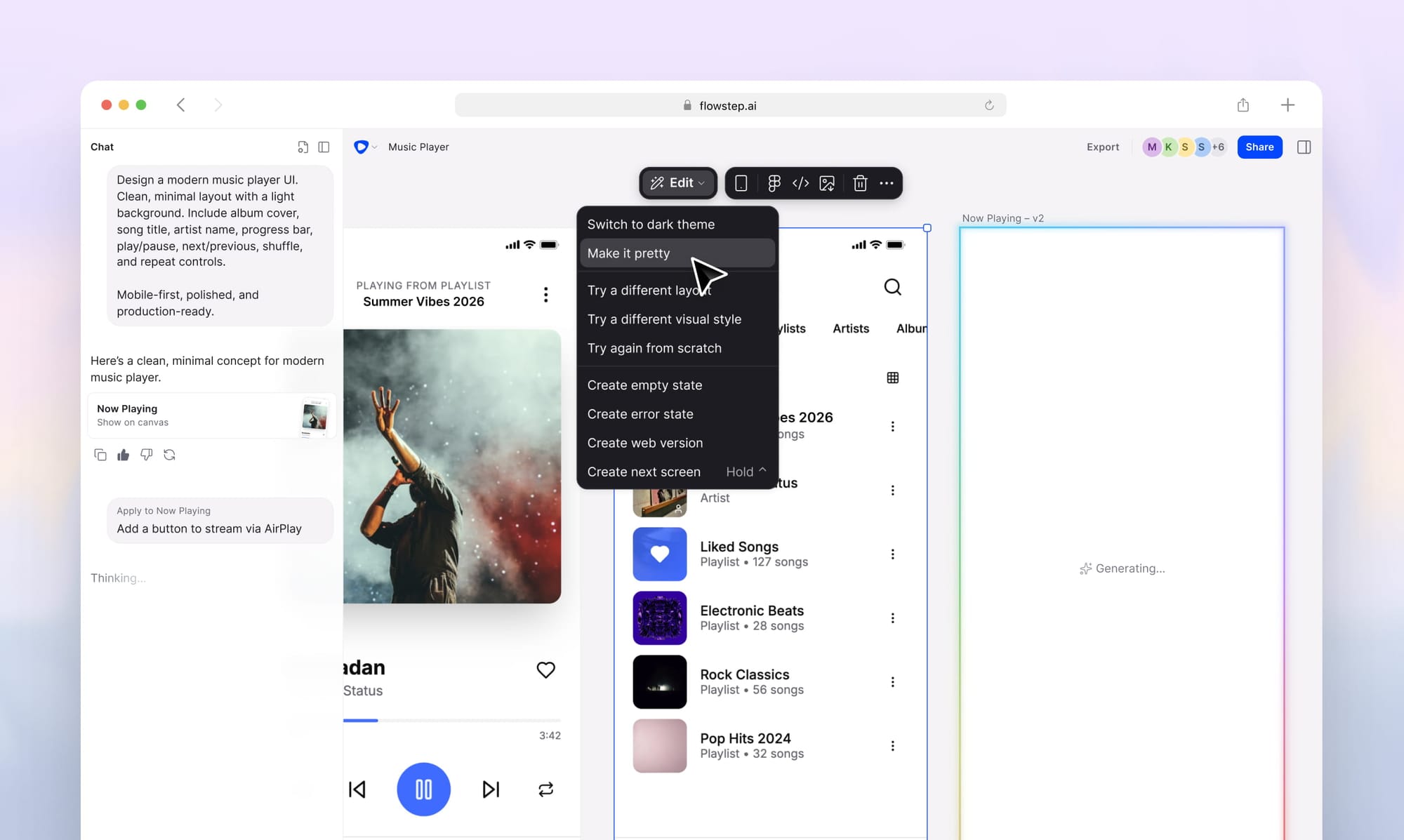 One of the top Claude Design alternatives: Flowstep AI assistant and code extension with context-aware edits