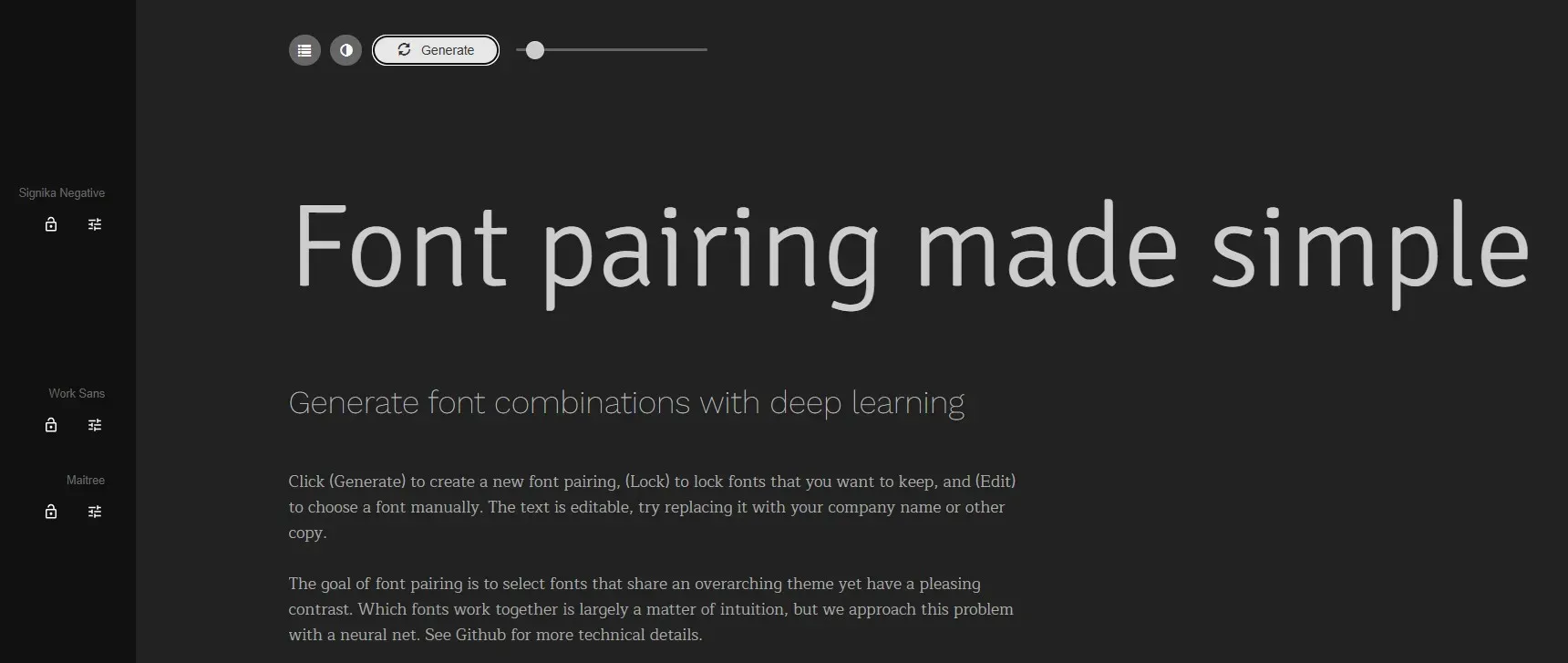 Fontjoy AI automates tasks related to font pairing