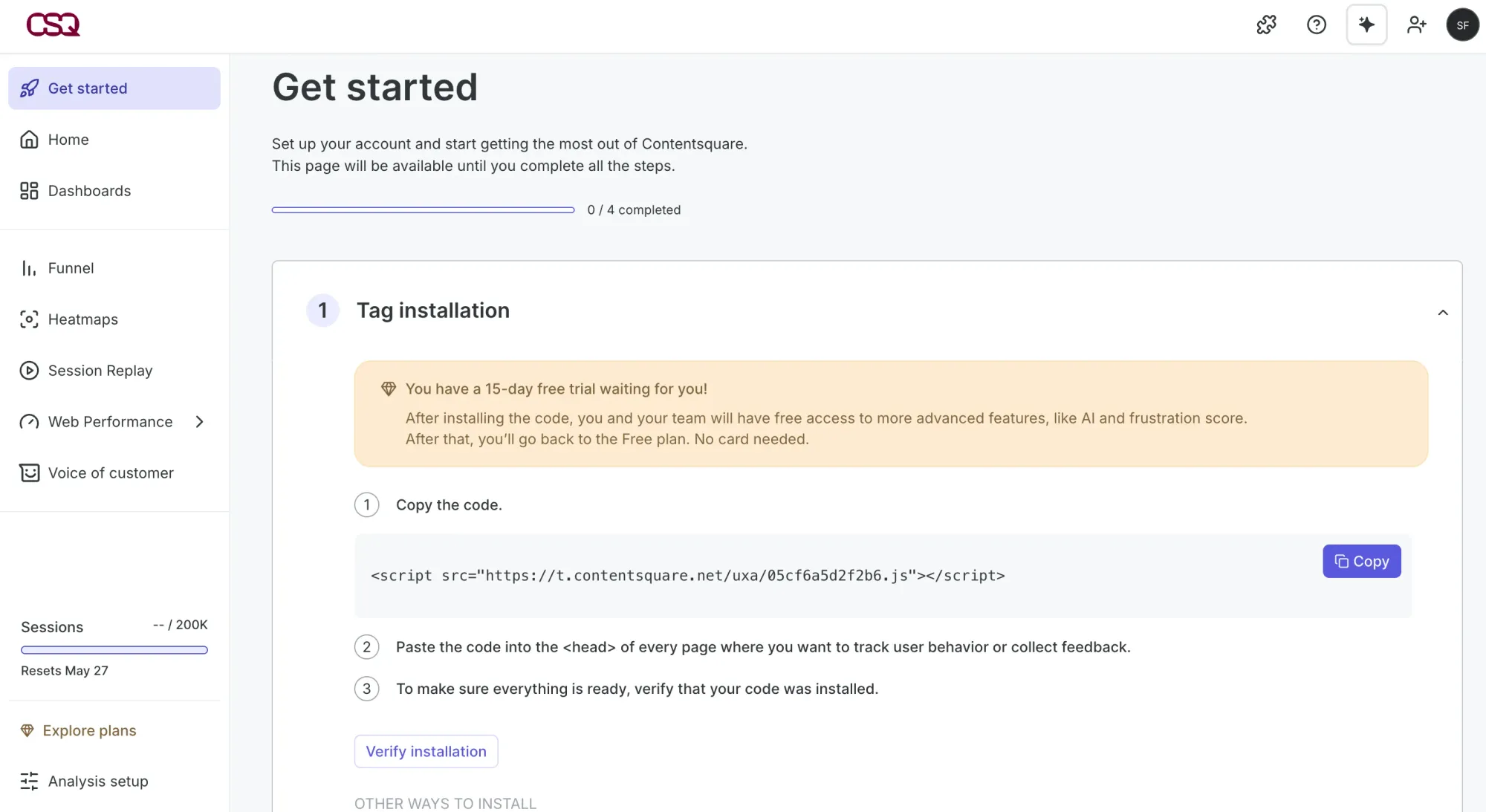 Hotjar dashboard 