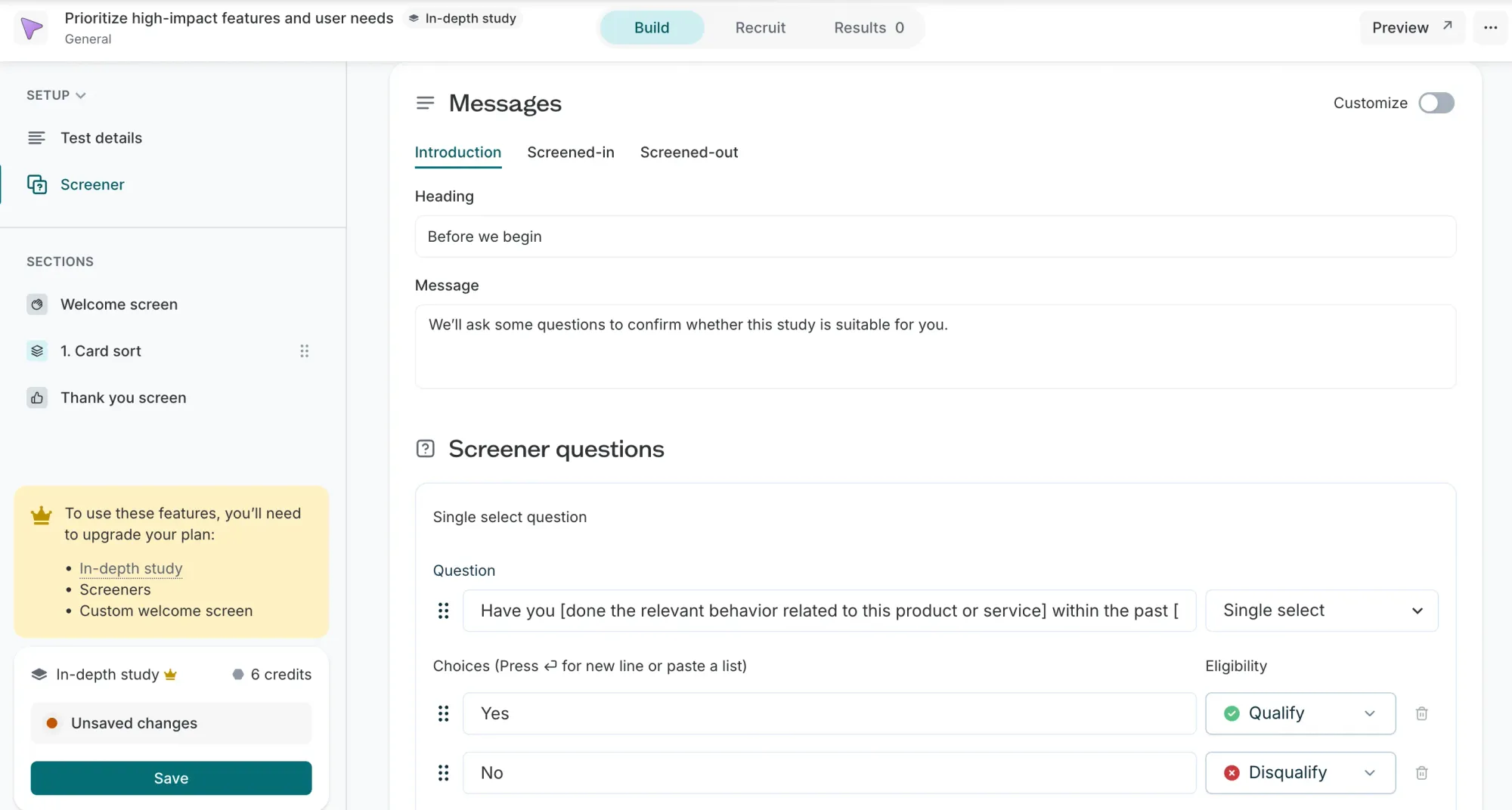 Lyssna remote user testing interface with prototype test results and participant panel