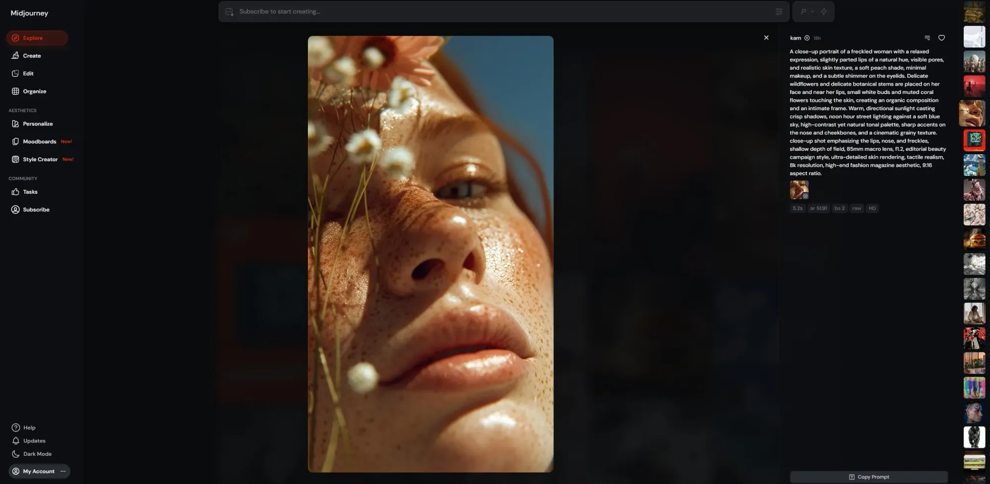 Midjourney AI image generation cinematic photorealistic