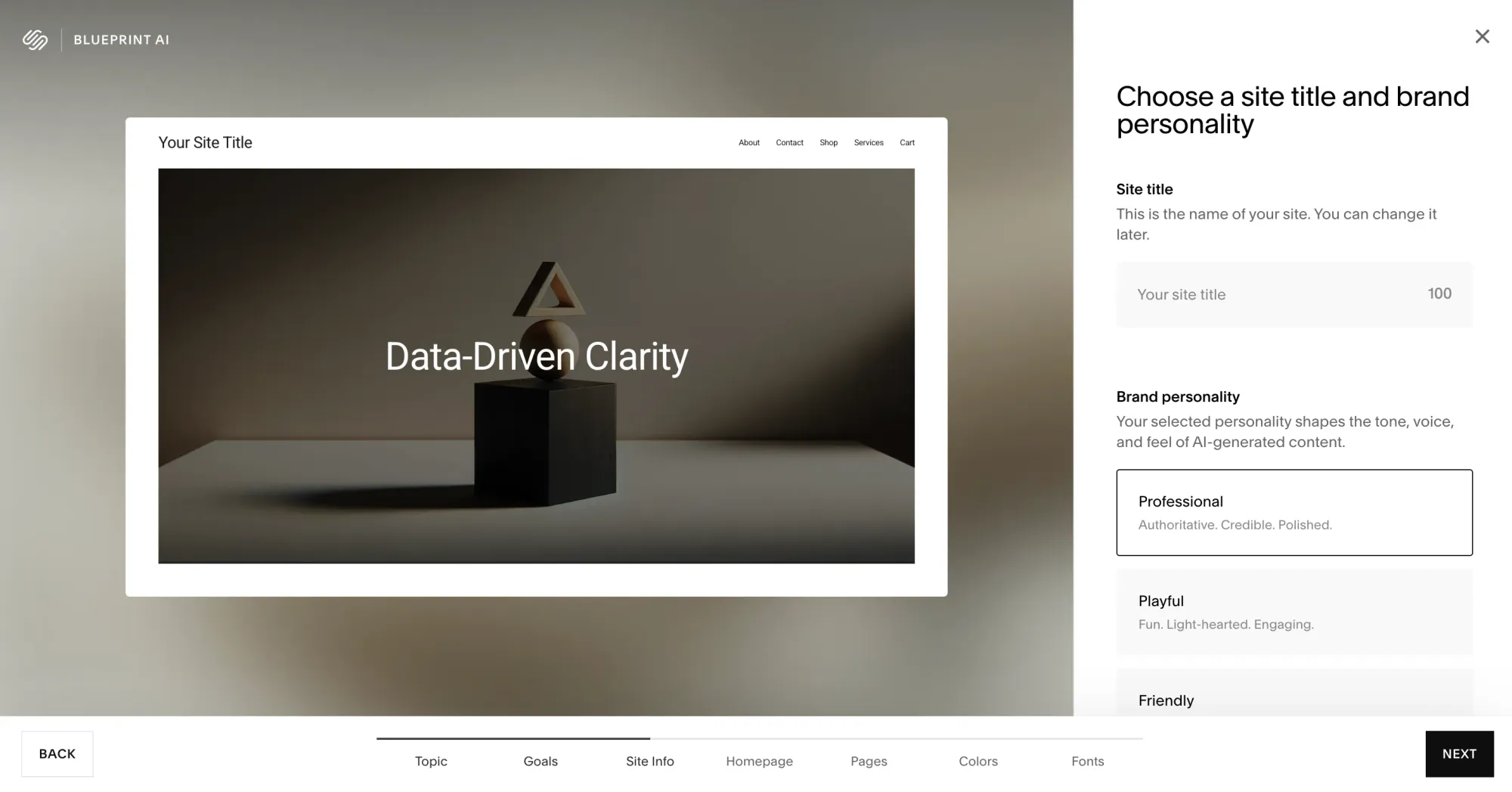 Squarespace template-driven website builder interface