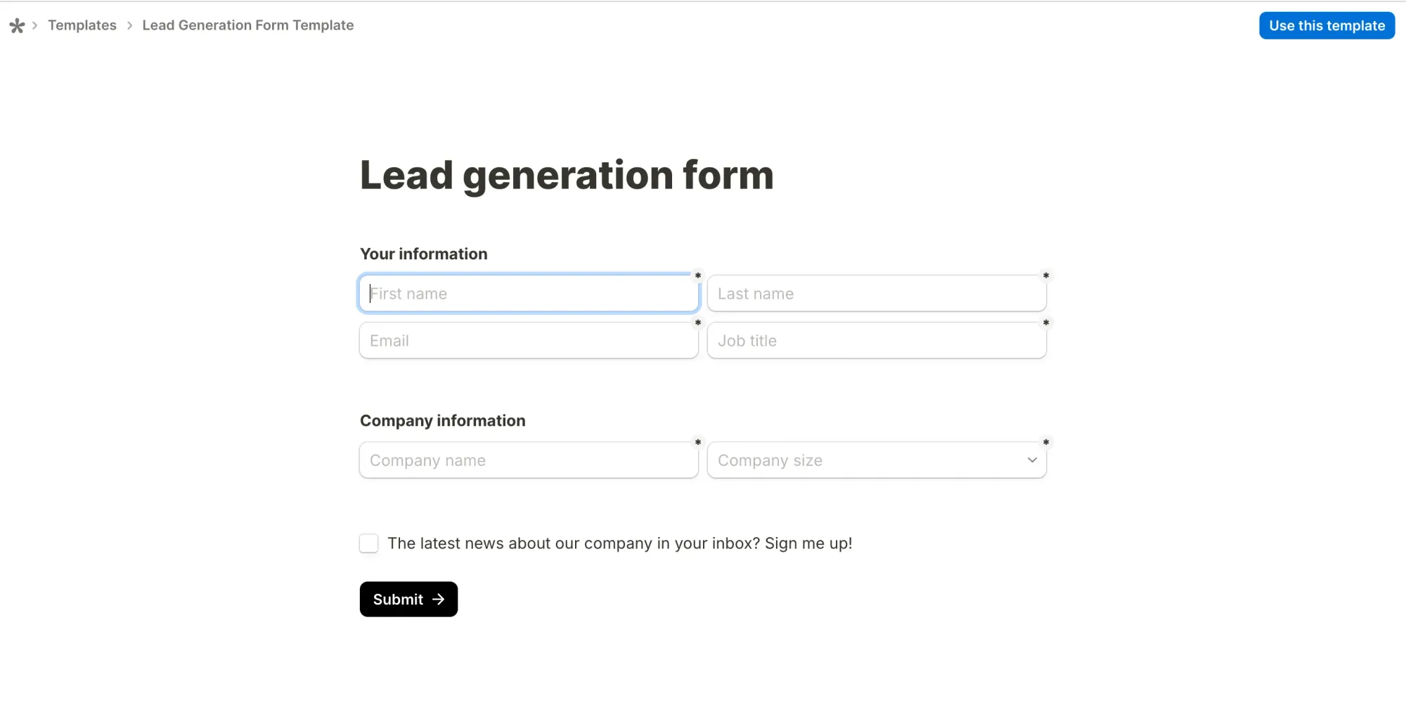 Tally form builder showing a clean Notion-style survey with conditional logic