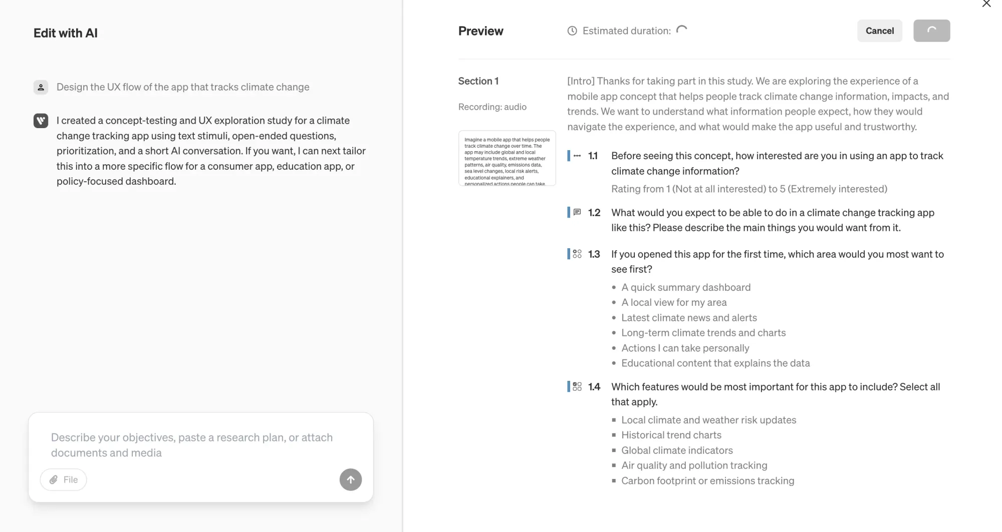 Voicepanel AI-moderated voice interview platform dashboard with synthesized insights