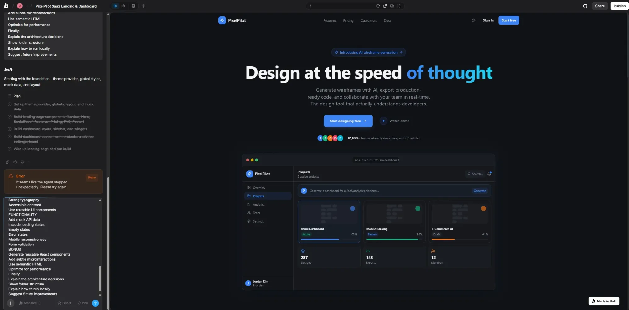 Bolt.new is a browser devtool that can be used in the website development workflow 