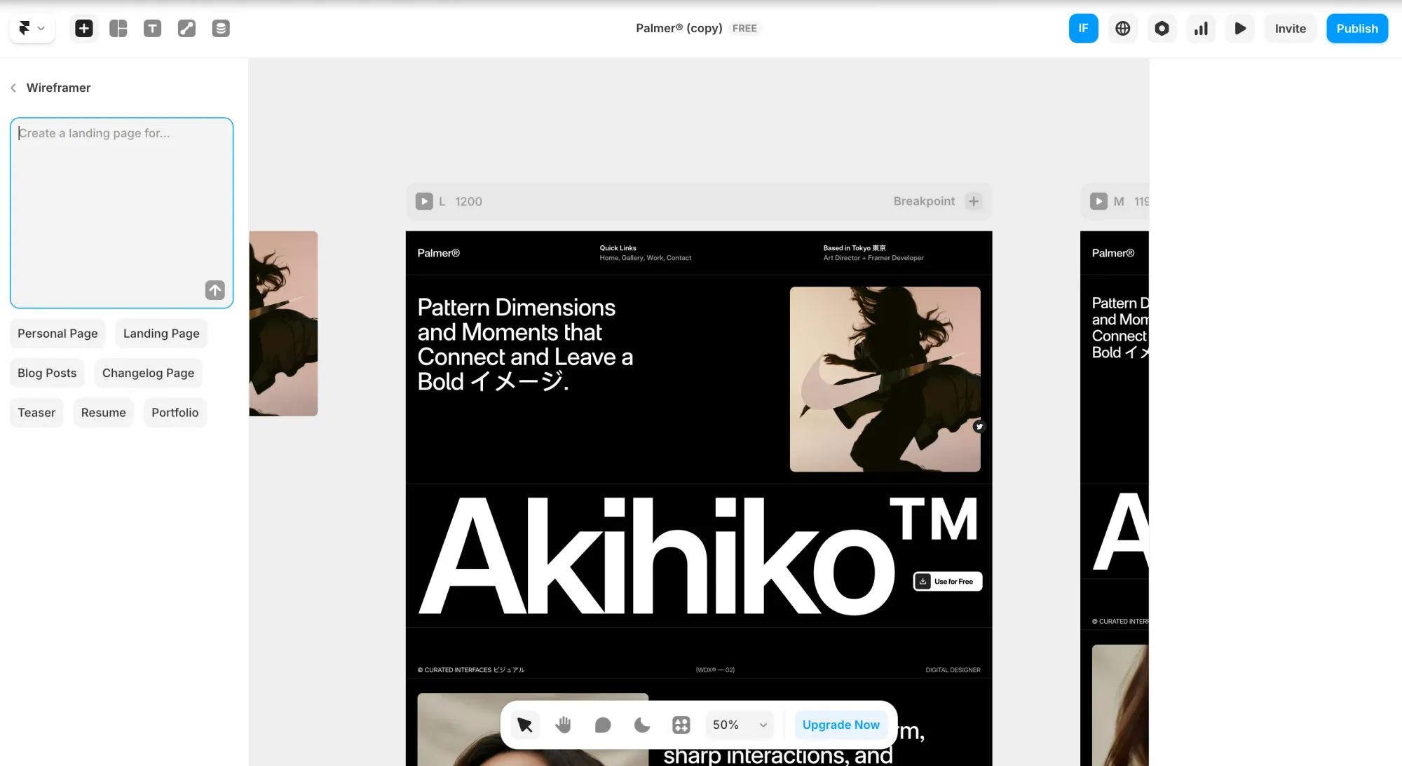 Framer is a cloud-based platform that lets you export designs as websites
