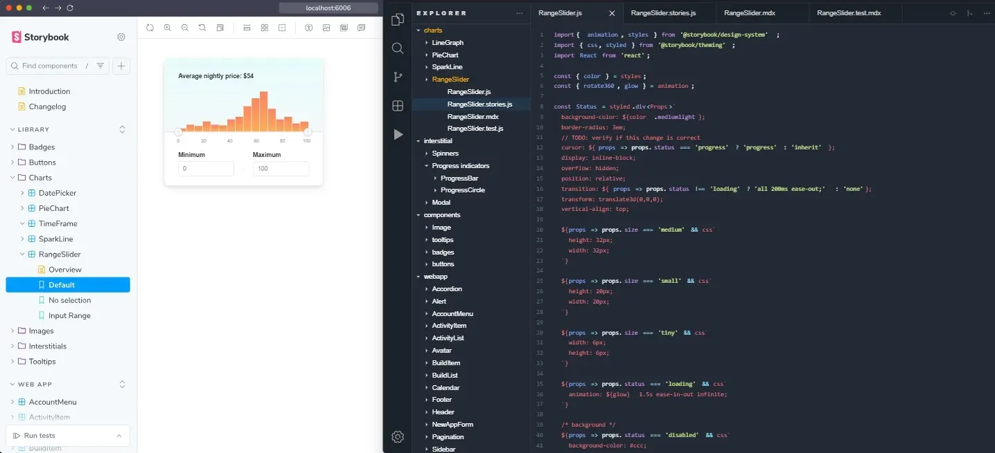 Storybook documentation tool for testing intidivual web components
