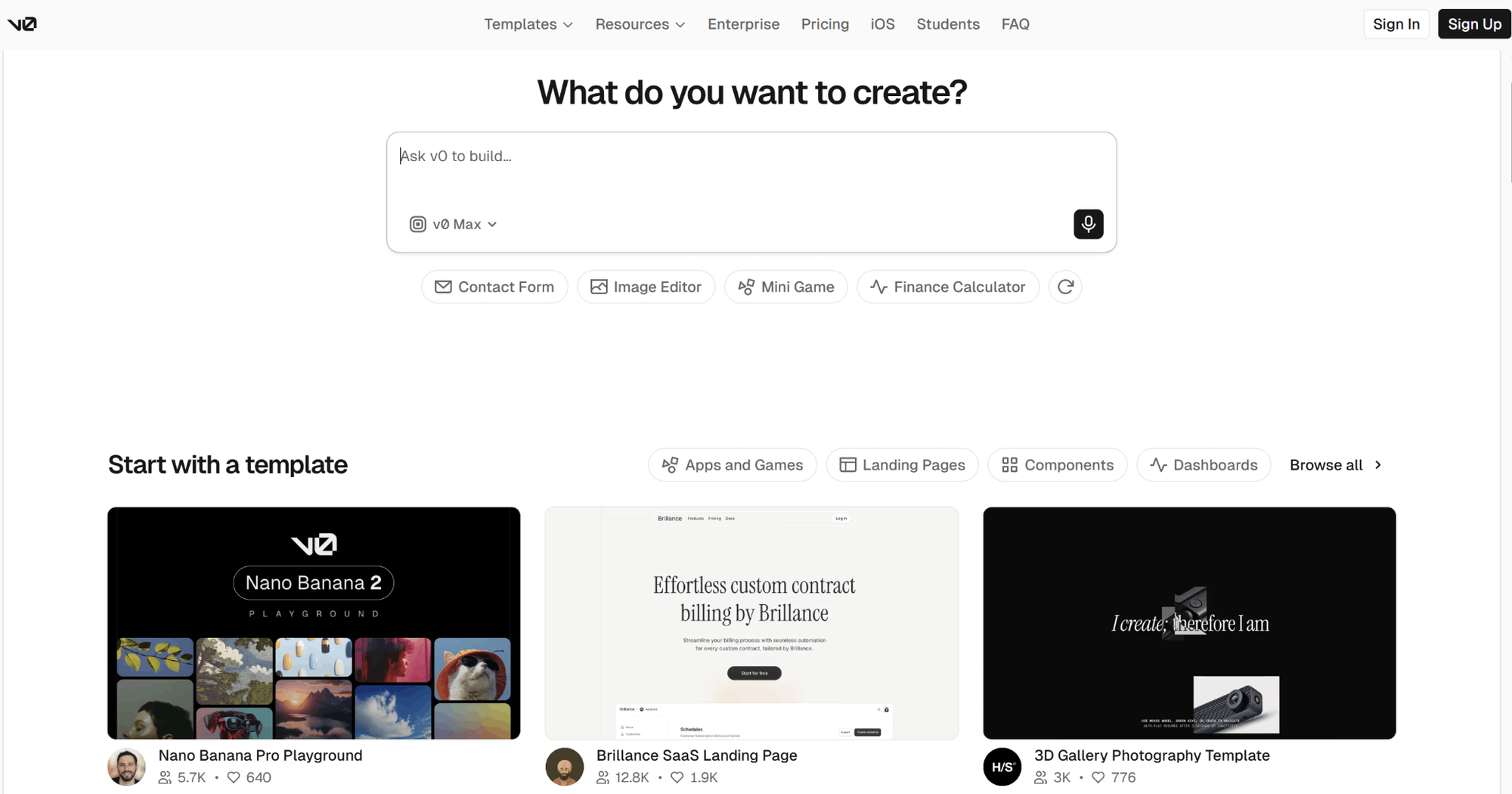 v0 by Vercel app builder