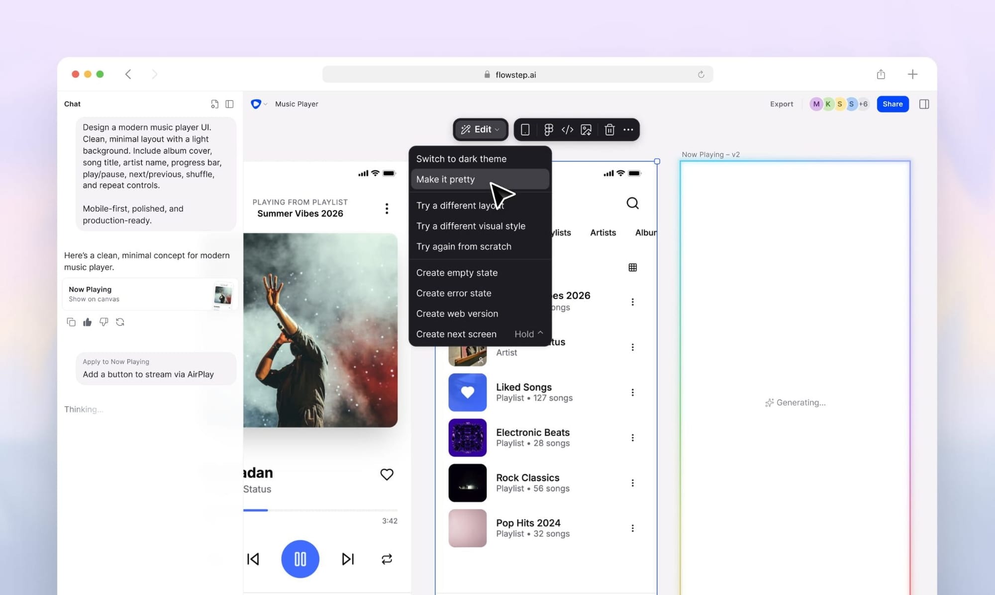 Flowstep AI UI tool generates UI