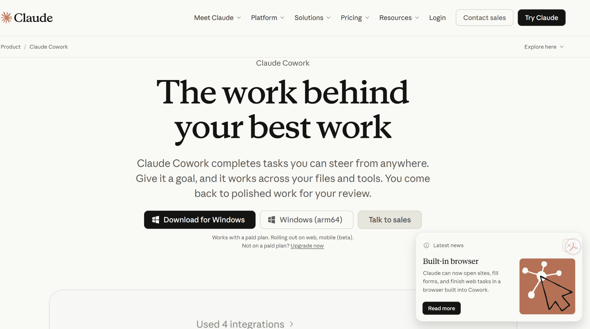 Claude Cowork Page: Anthropic’s agentic desktop app