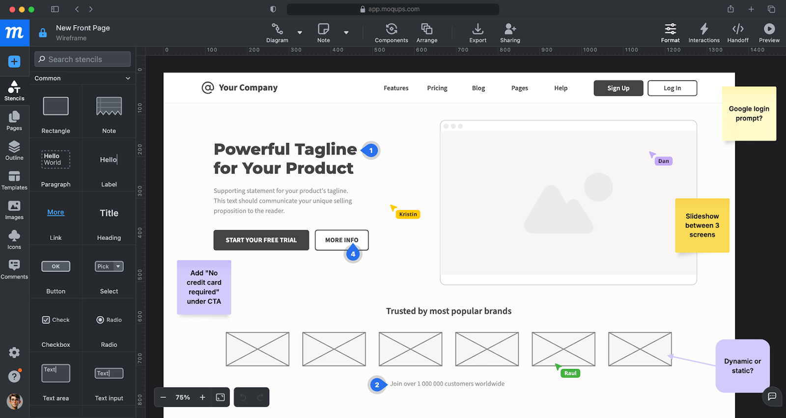 Moqups wireframing tool