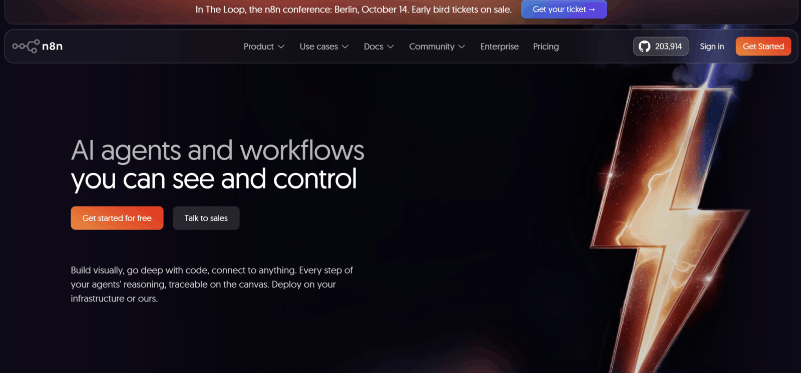 n8n homepage: open-source workflow automation platform for tech teams