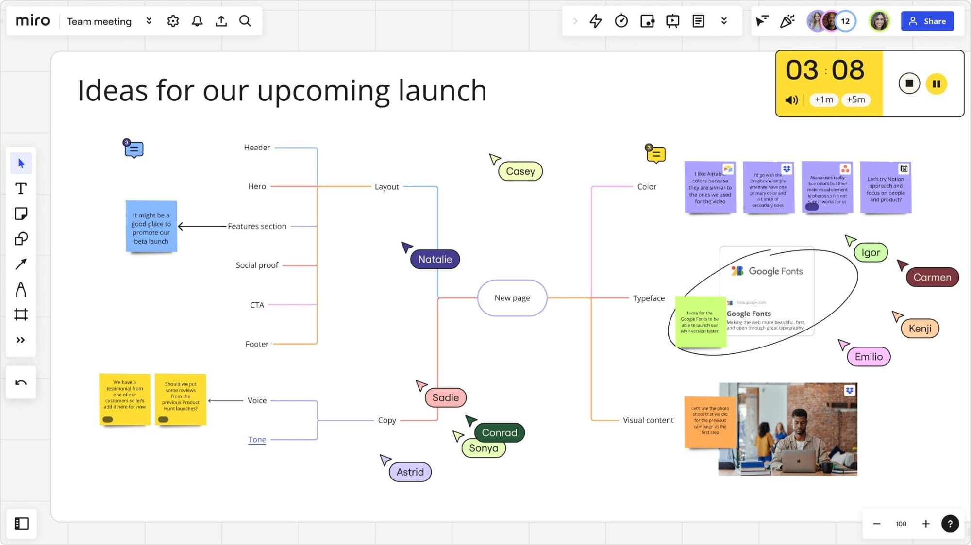 Miro has sticky notes best for brainstorming sessions when prototyping and for direction of wireframes