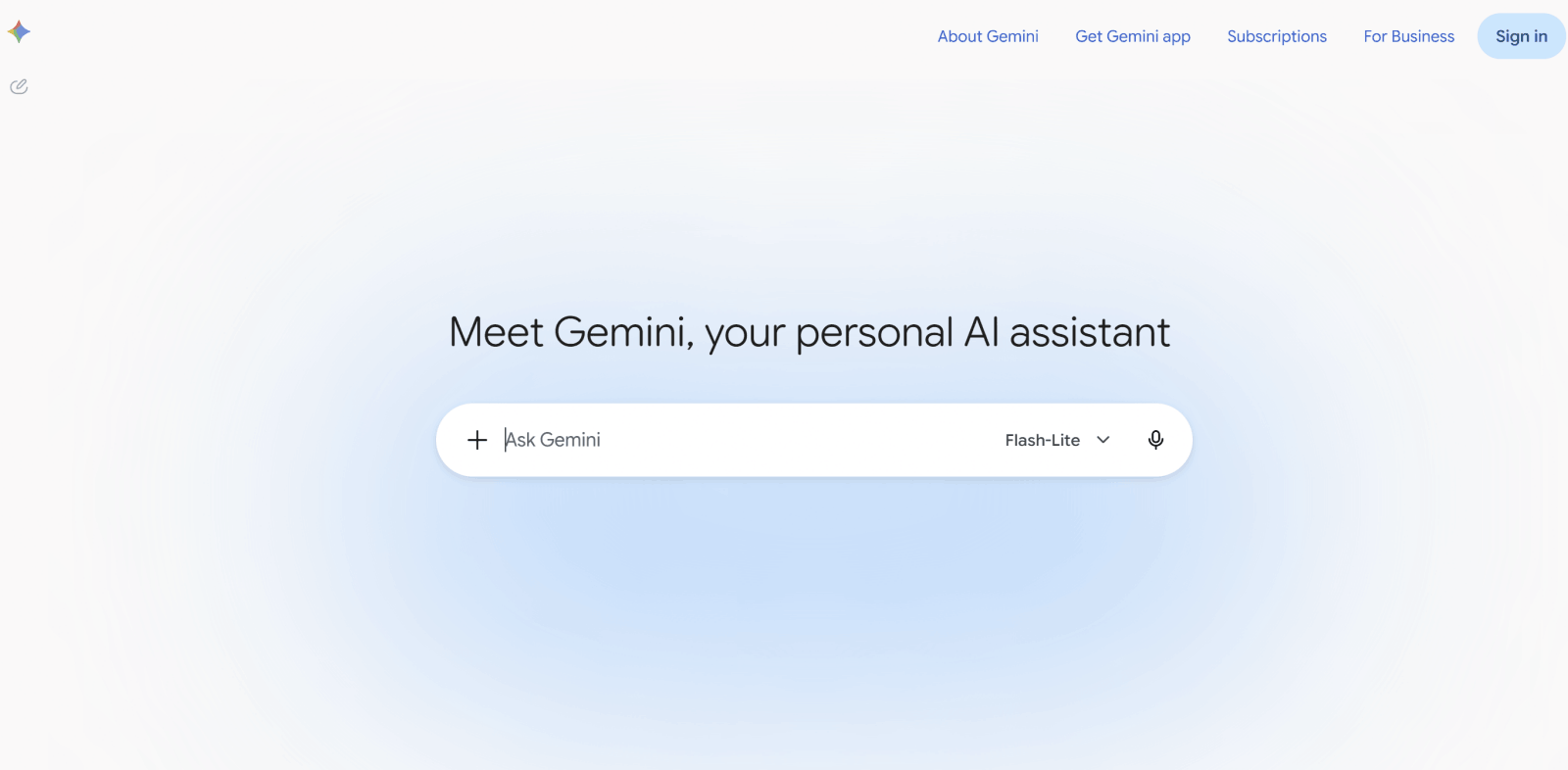 Gemini homepage: Google's AI assistant