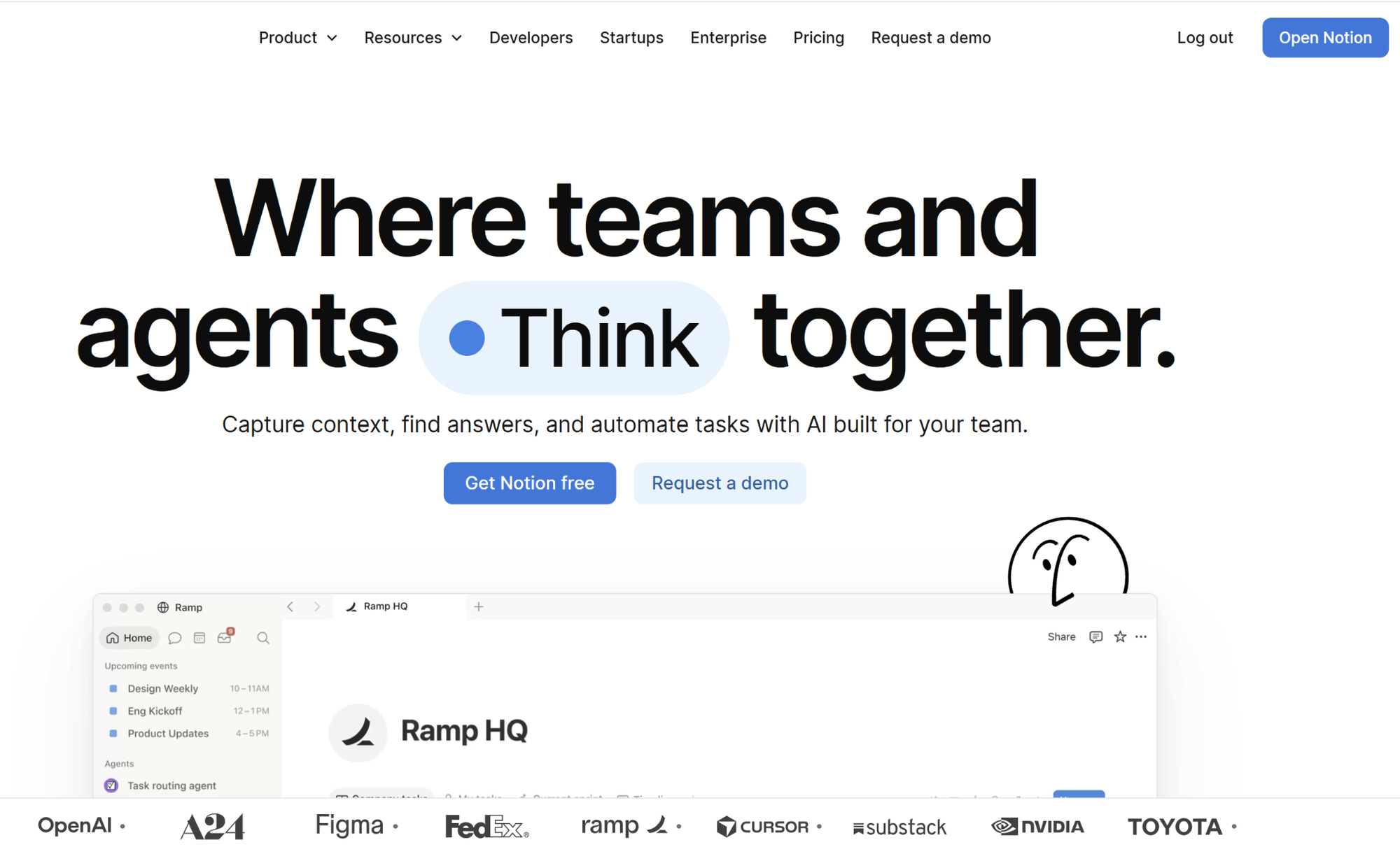 Notion homepage: workspace with AI for docs, wikis, and projects