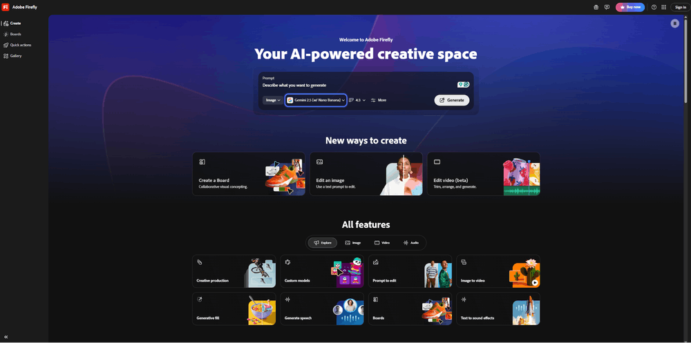 Adobe Firefly AI creative space lets you view image after prompt based generation