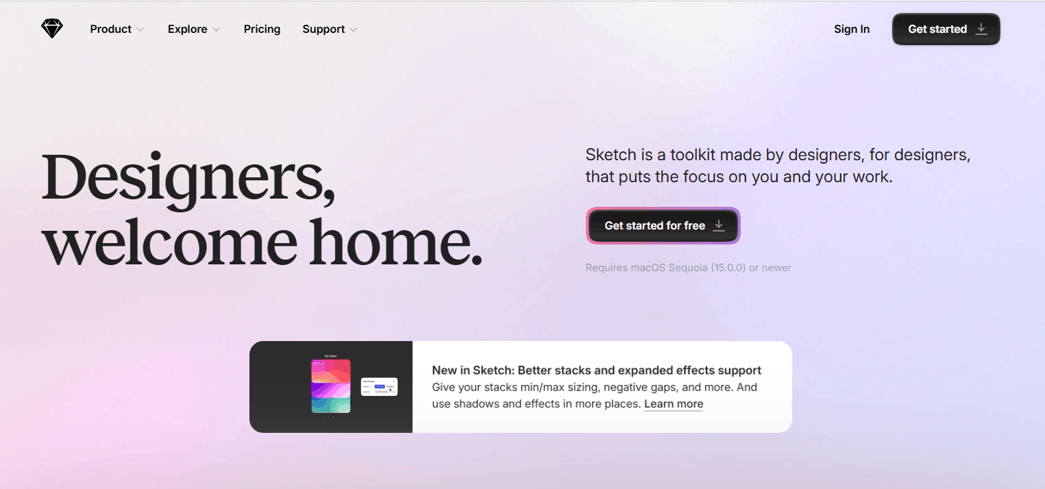 Sketch is the best mockup tool for Mac native teams and vector UI design